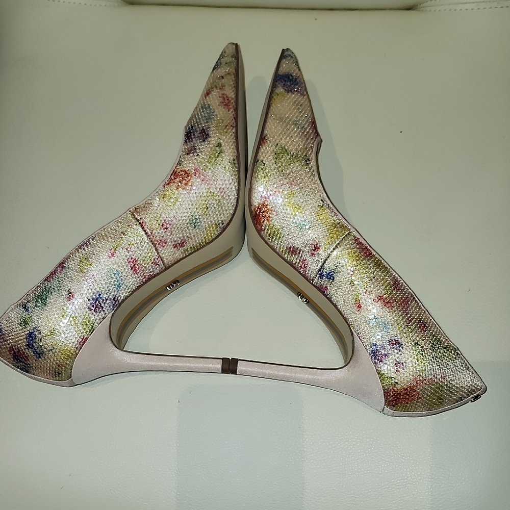 New - Sam Edelman "Hazel" Floral Sequin Heels - Picture 6 of 13